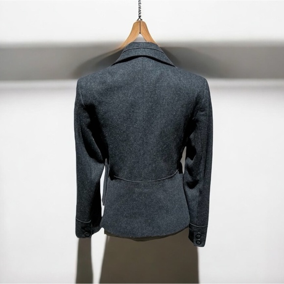 🌻Harve Benard Classic Grey Wool Blend Double Breasted Cropped Pea Blazer Coat 6 - Picture 8 of 12